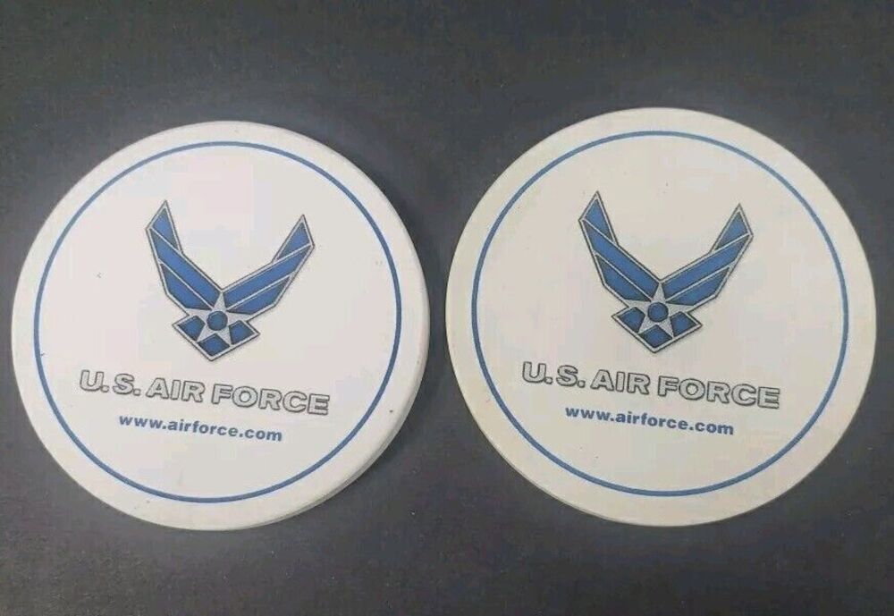 Coasters U.S. Air Force Logo Hot Cold Drinks Blue White Set of Two Foam Back